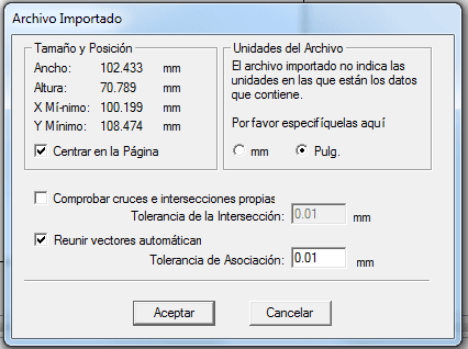 Importar en pulgadas