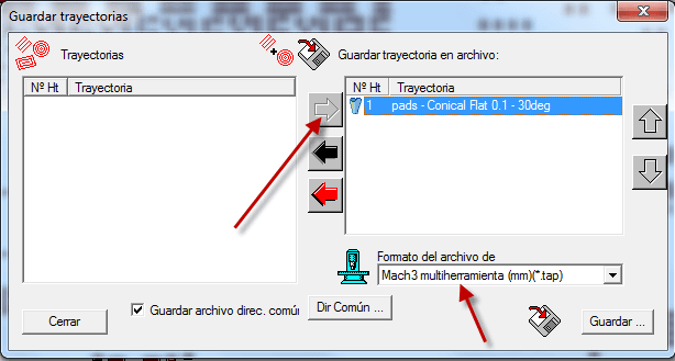 Guardar trayectoria